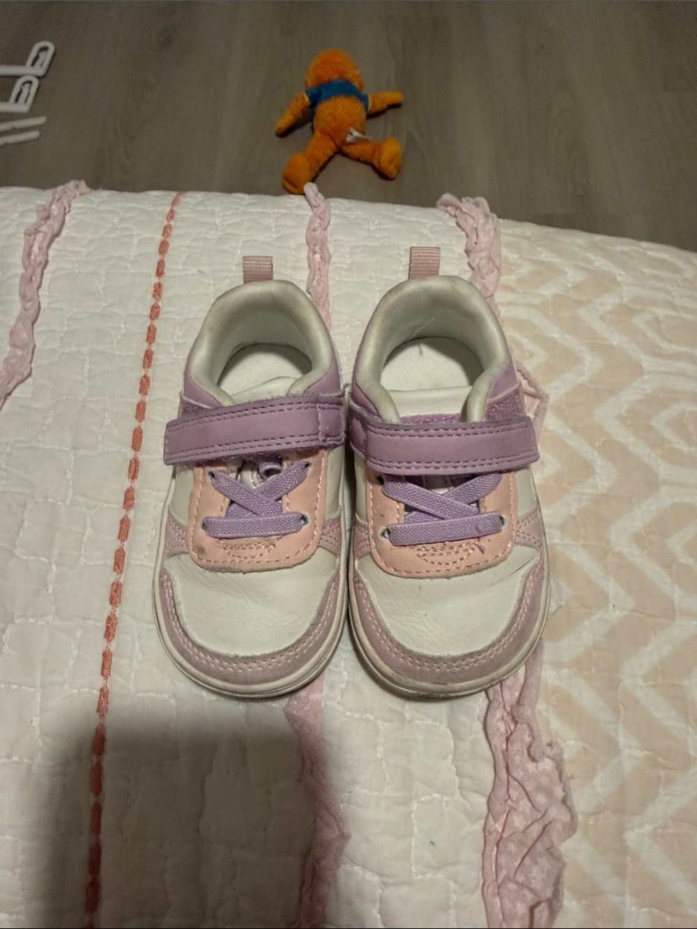 Carter's White, Pink & Lilac Velcro Toddler Sneakers